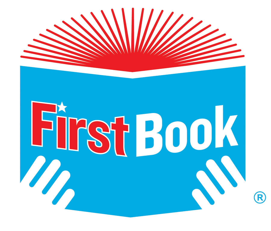 "First Book" on an illustration of an opened book
