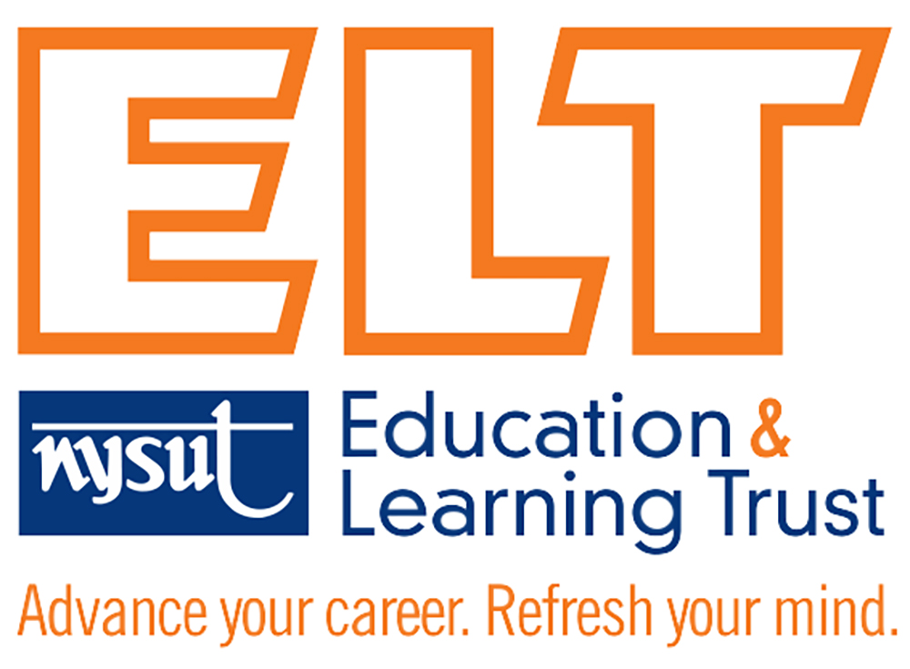 Blue and orange NYSUT ELT (Education & Learning Trust) logo with motto tagline underneath that reads: Advance your career. Refresh your mind.