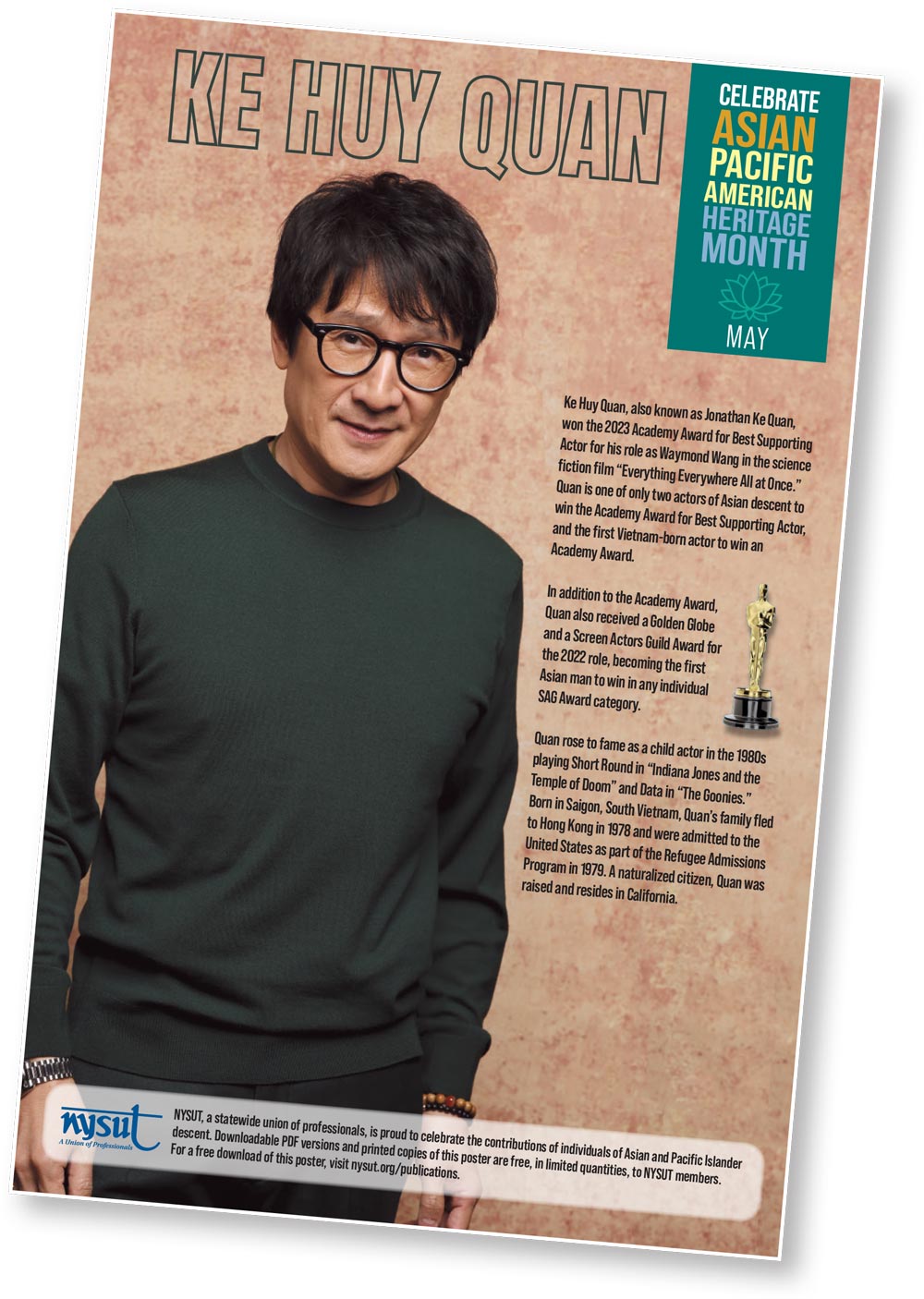 actor Ke Huy Quan on an NYSUT poster for Asian Pacific American Heritage Month