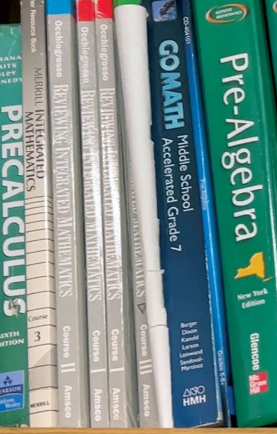 math books on a shelf