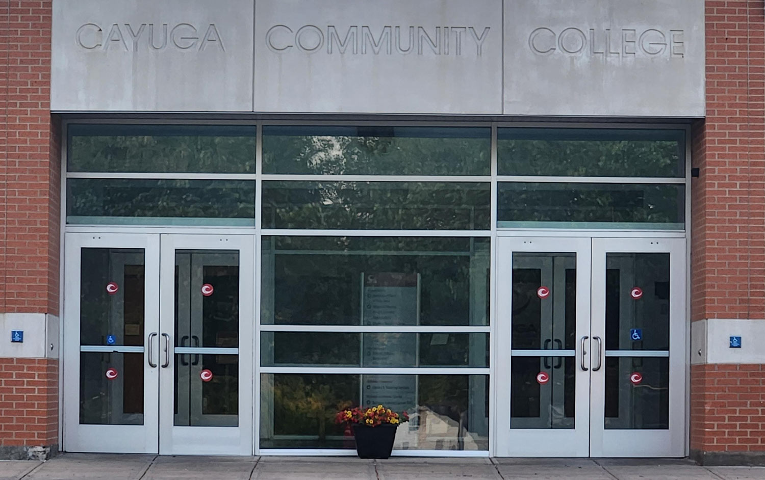 front entrance to Cayuga Community College