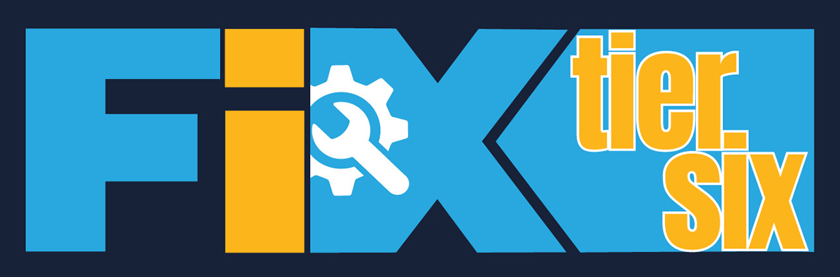 blue and yellow illustration of Fix Tier 6 logo
