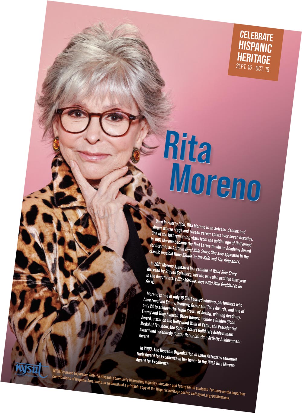 actress Rita Moreno on an NYSUT poster celebrating Hispanic Heritage Month