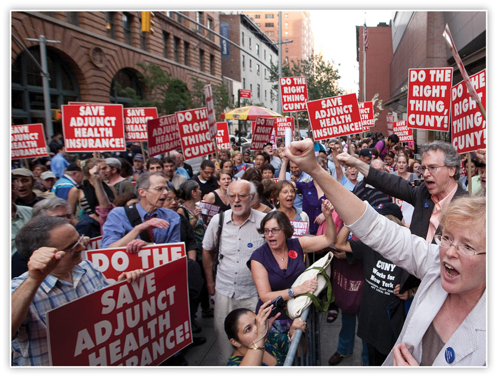 Crowd at rally to save adjunct health insurance
