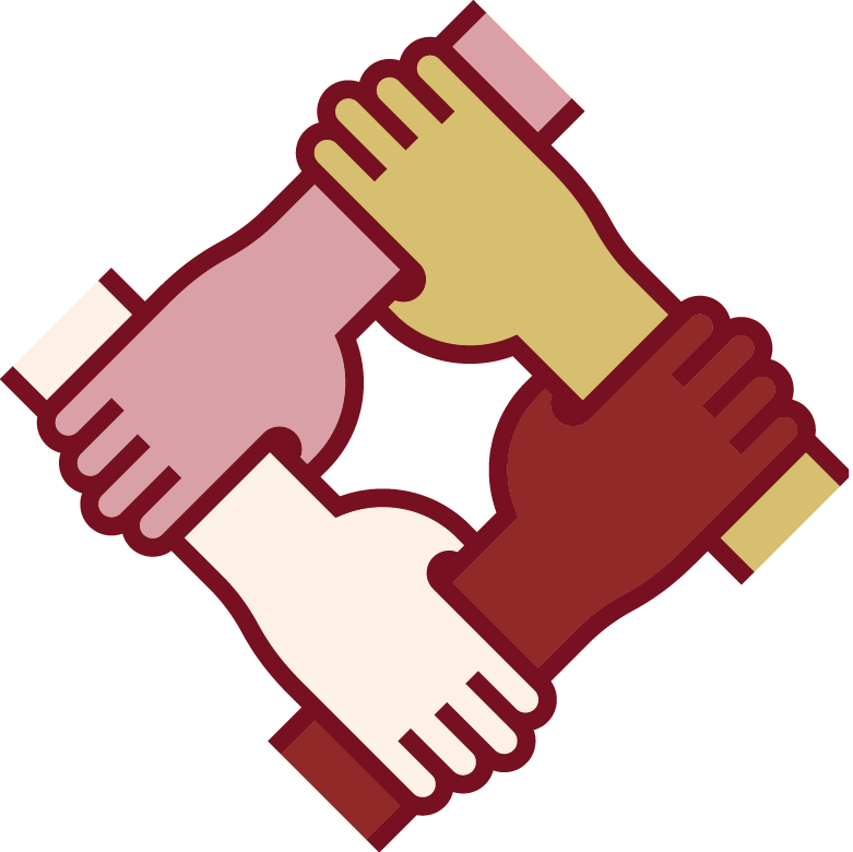 4 arms holding each other logo