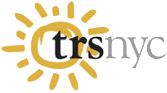 trsnyc logo with a vector illustration of a sun hovering behind the letters trs