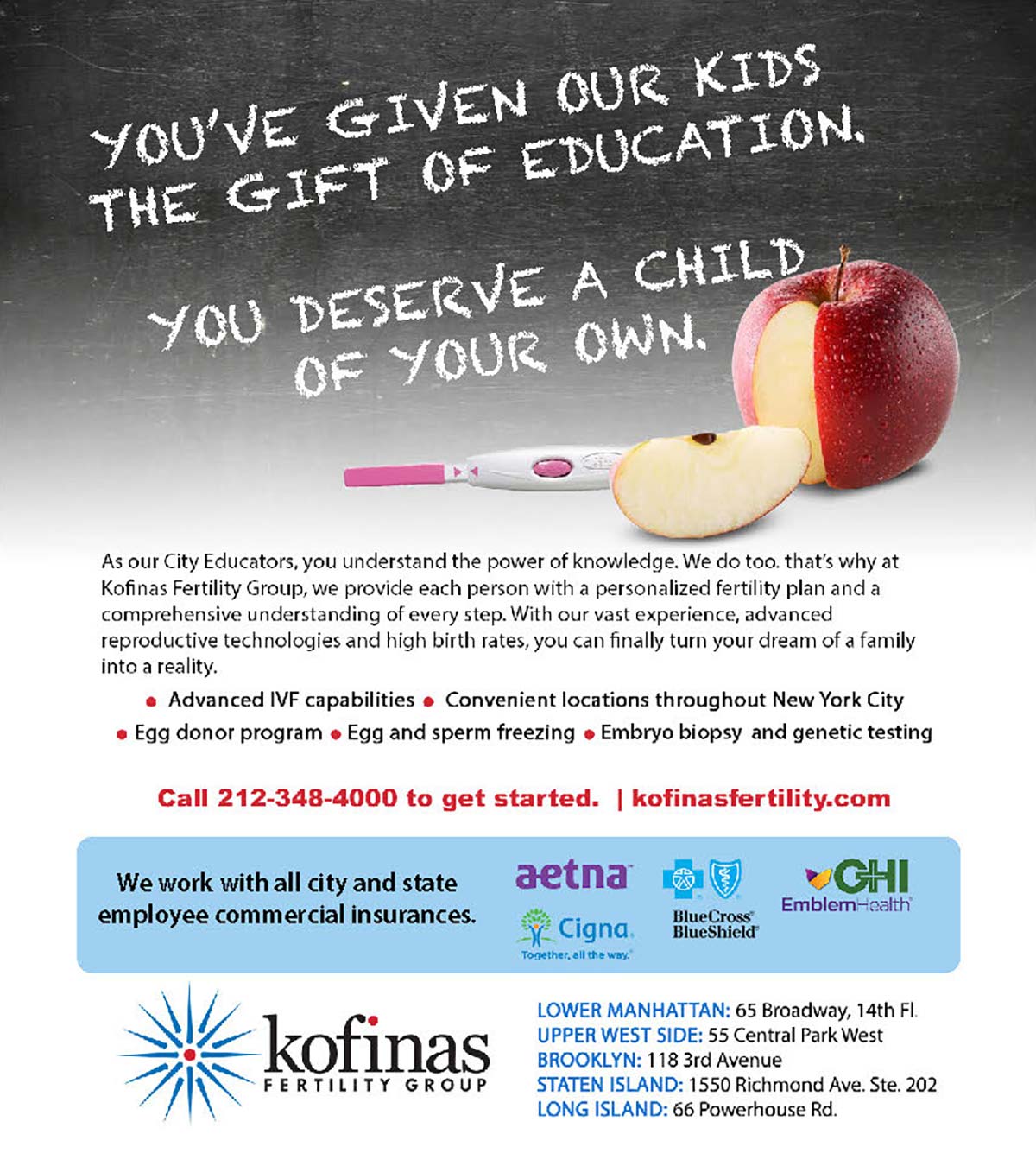 Kofinas Fertility Group Advertisement