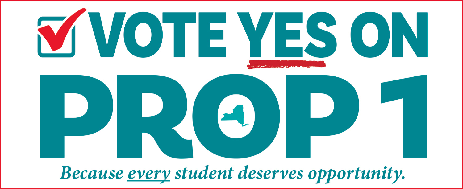Vote YES on Prop 1, because every student deserves opportunity typography