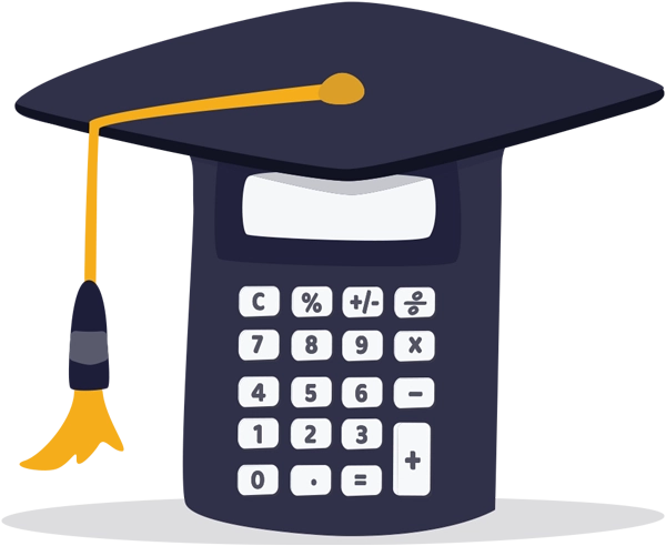 a graduation cap doubling as a calculator