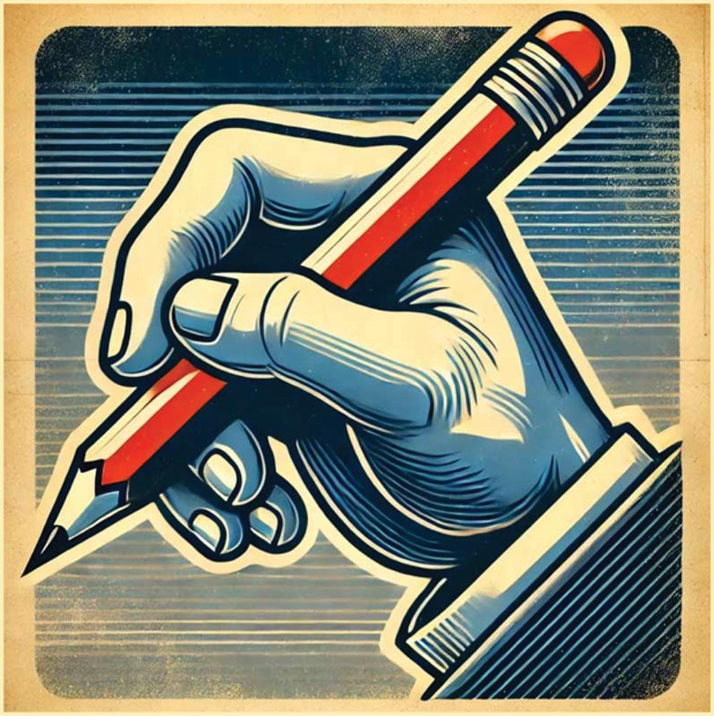 illustration of a hand holding a pencil