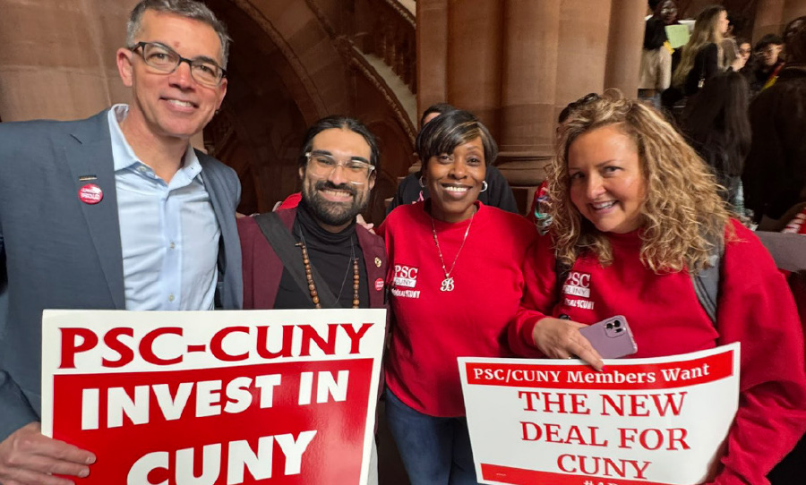 PSC President James Davis rallying with CUNY members