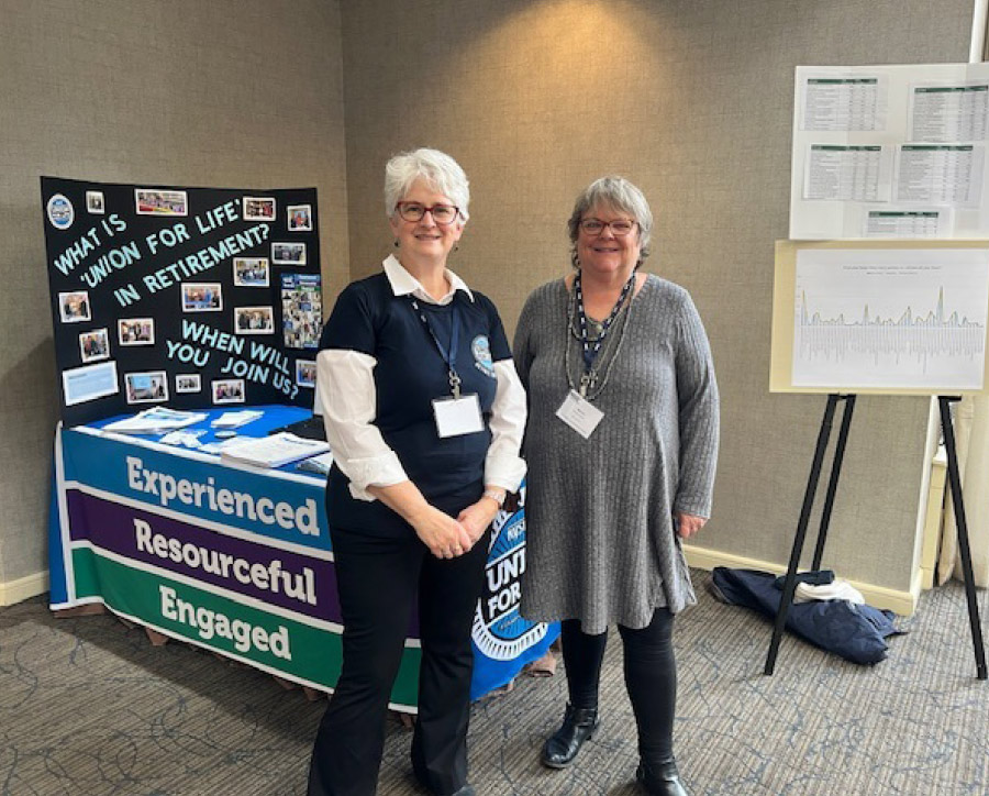 Ruth Shippee and consultant Sheryl Baker Delano sharing retiree information at the CDRO Presidents Conference