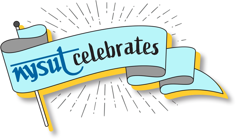 vector illustration of a flag that reads NYSUT Celebrates