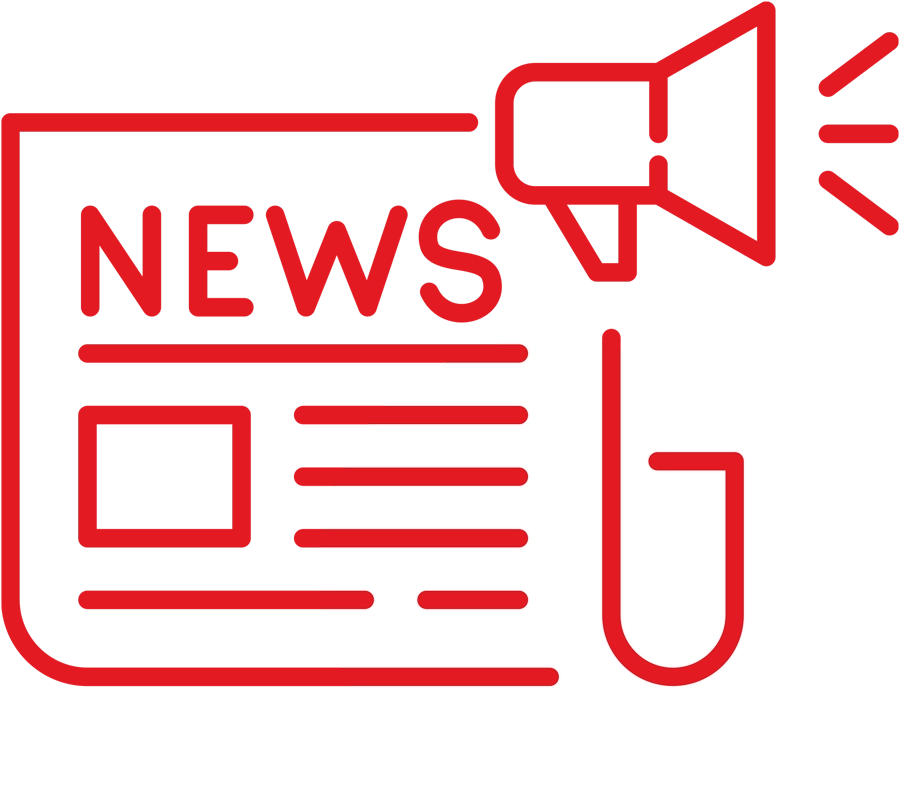 line illustration of a newspaper with a megaphone