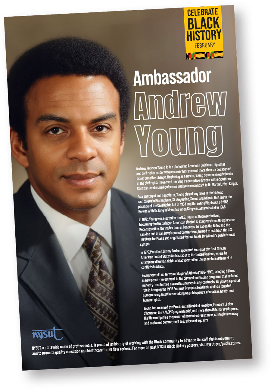 NYSUT Black History Month celebration poster honoring American politician Andrew Jackson Young Jr.