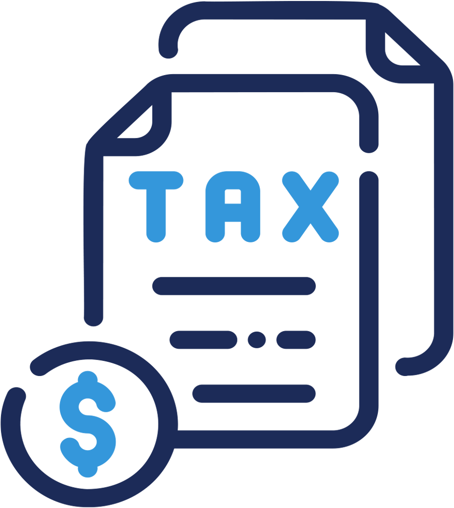 icon of tax paperwork and a coin