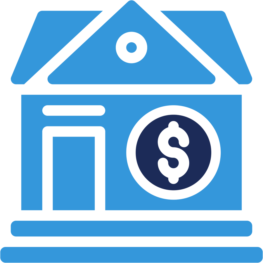 icon of a house with a dollar sign beside the front door