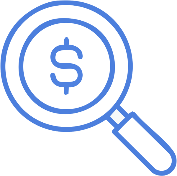 dollar sign magnifying glass
