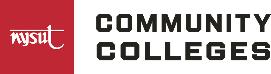 NYSUT Community Colleges logo featuring white text and a red logo box.